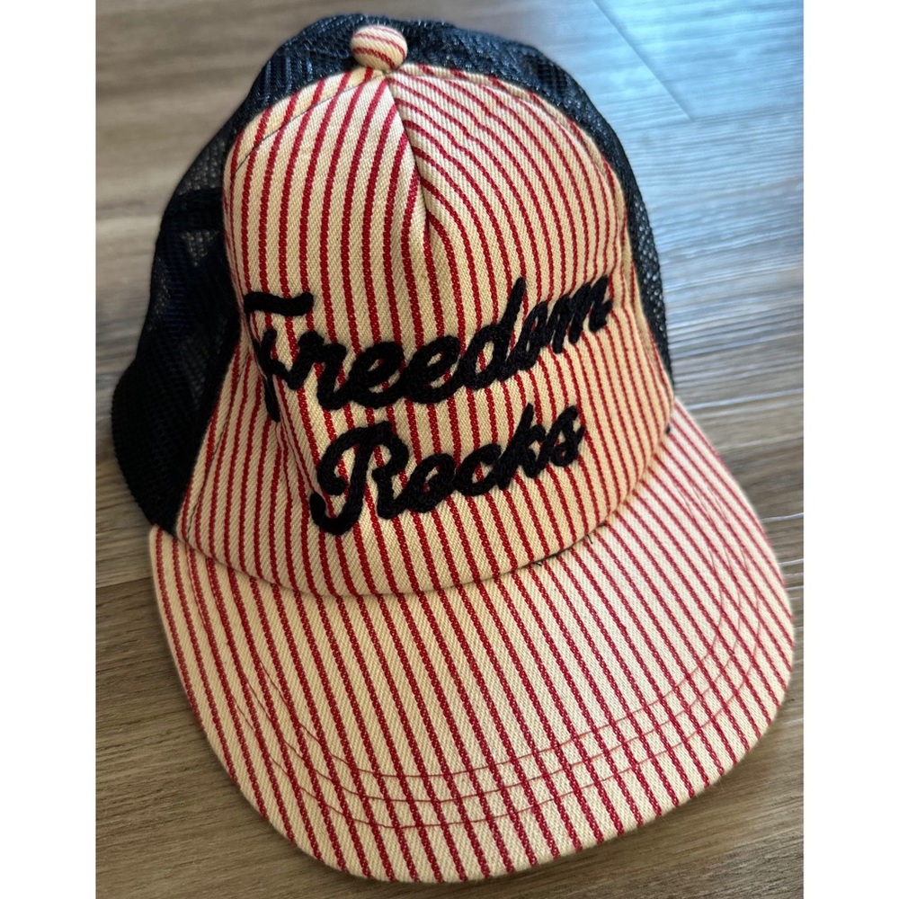 Boys’ Red And White Striped Navy Blue Freedom Rocks Hat